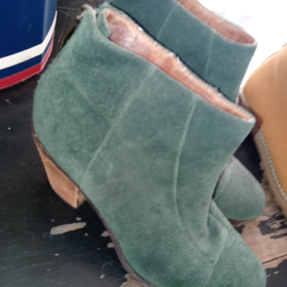 Green Suede Ankle Boots